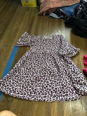 Neon rebels Girls' Pink Leopard Print Dress